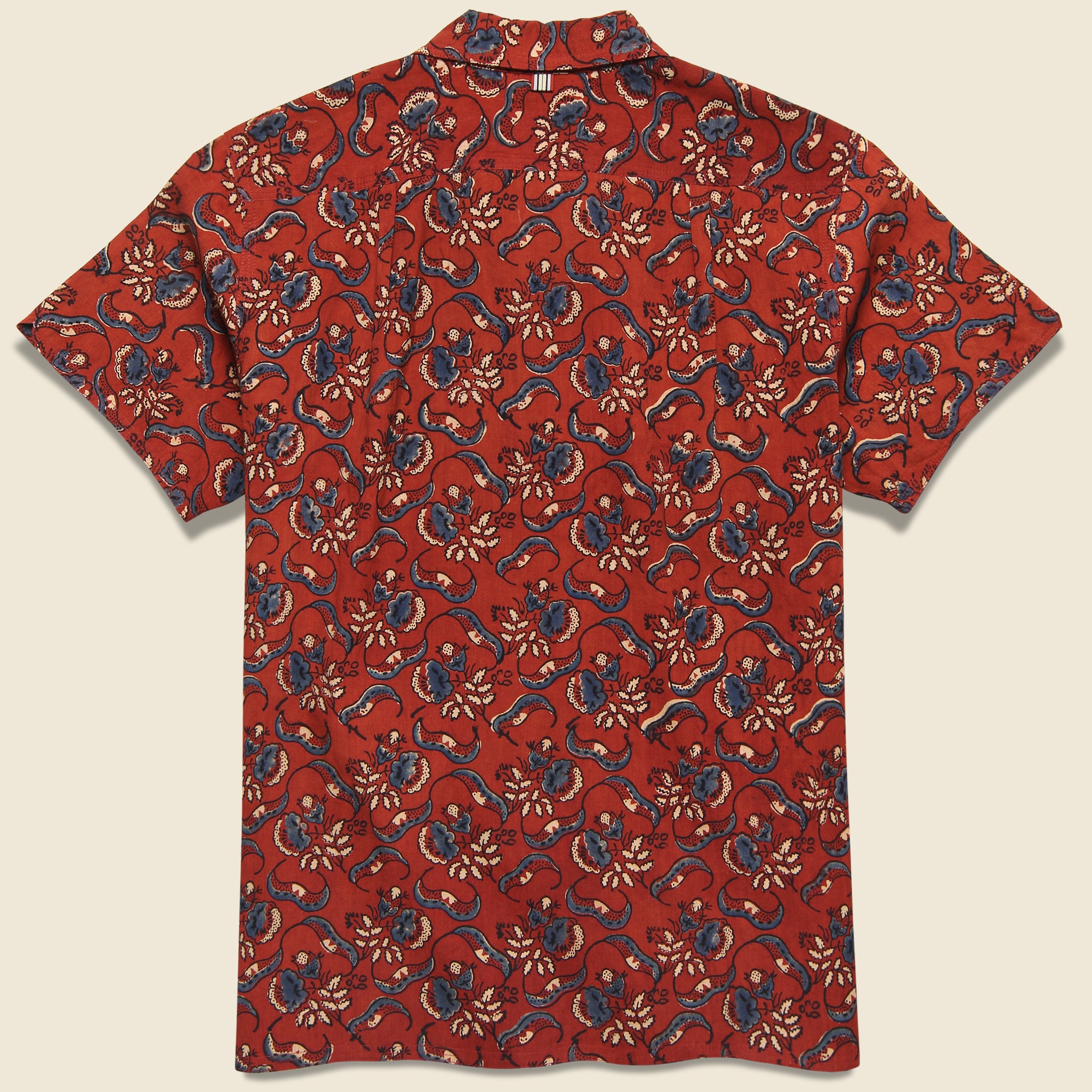 
                          Chintan Ajrakh Floral Block Print Shirt - Red/Blue - Kardo - STAG Provisions - Tops - S/S Woven - Floral
                        