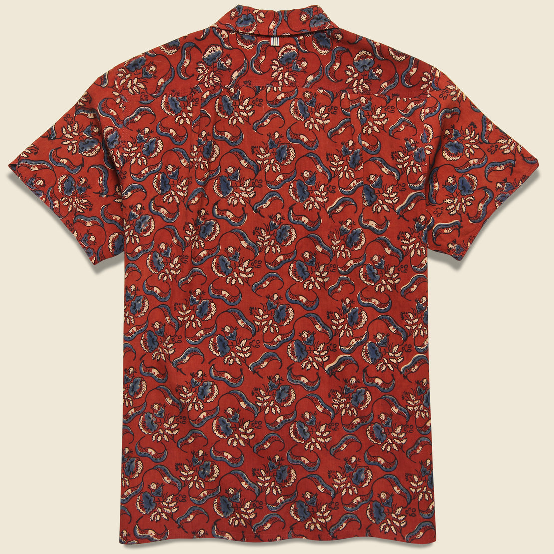 Chintan Ajrakh Floral Block Print Shirt - Red/Blue - Kardo - STAG Provisions - Tops - S/S Woven - Floral