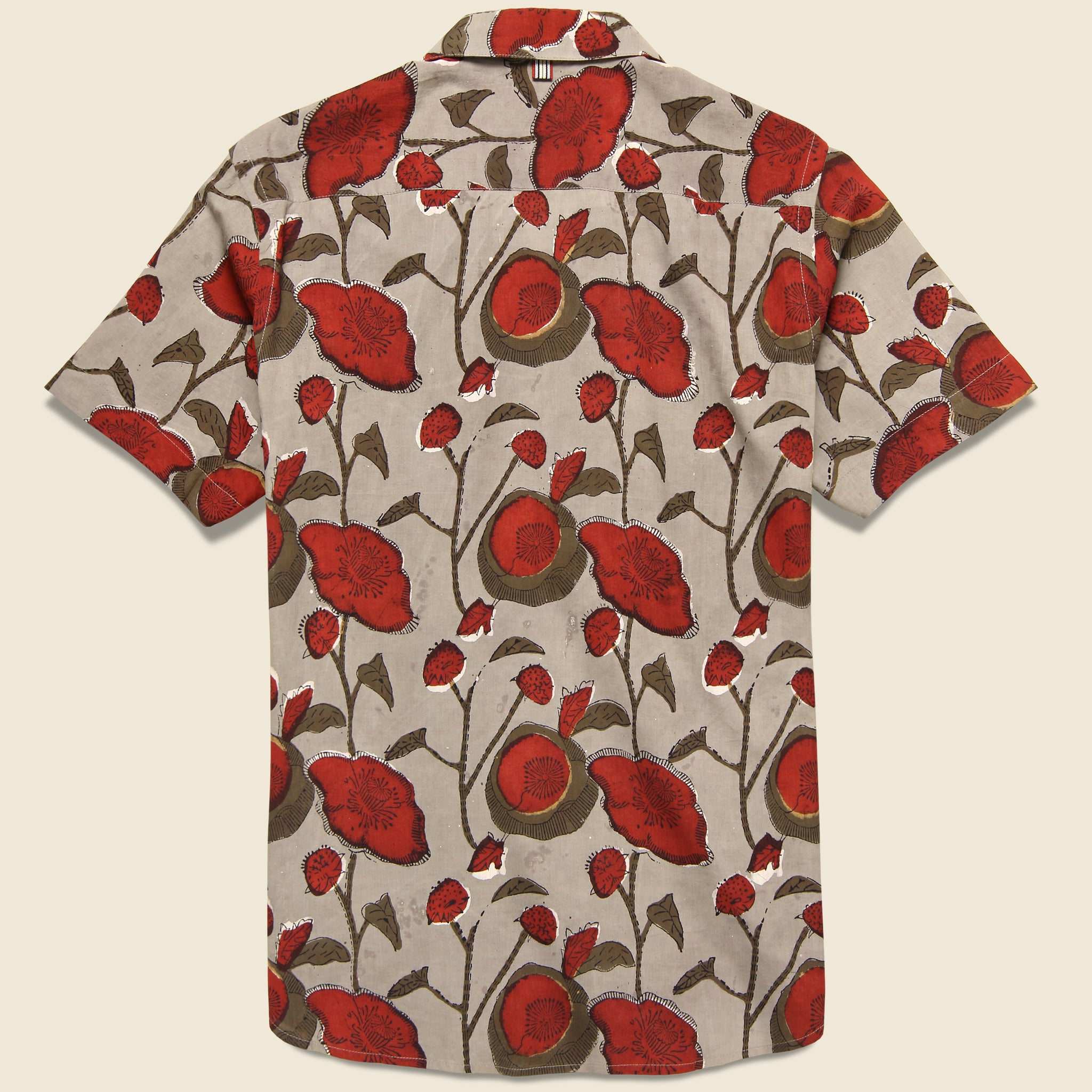 
                          Lamar Poppy Floral Block Print Shirt - Beige/Red - Kardo - STAG Provisions - Tops - S/S Woven - Floral
                        