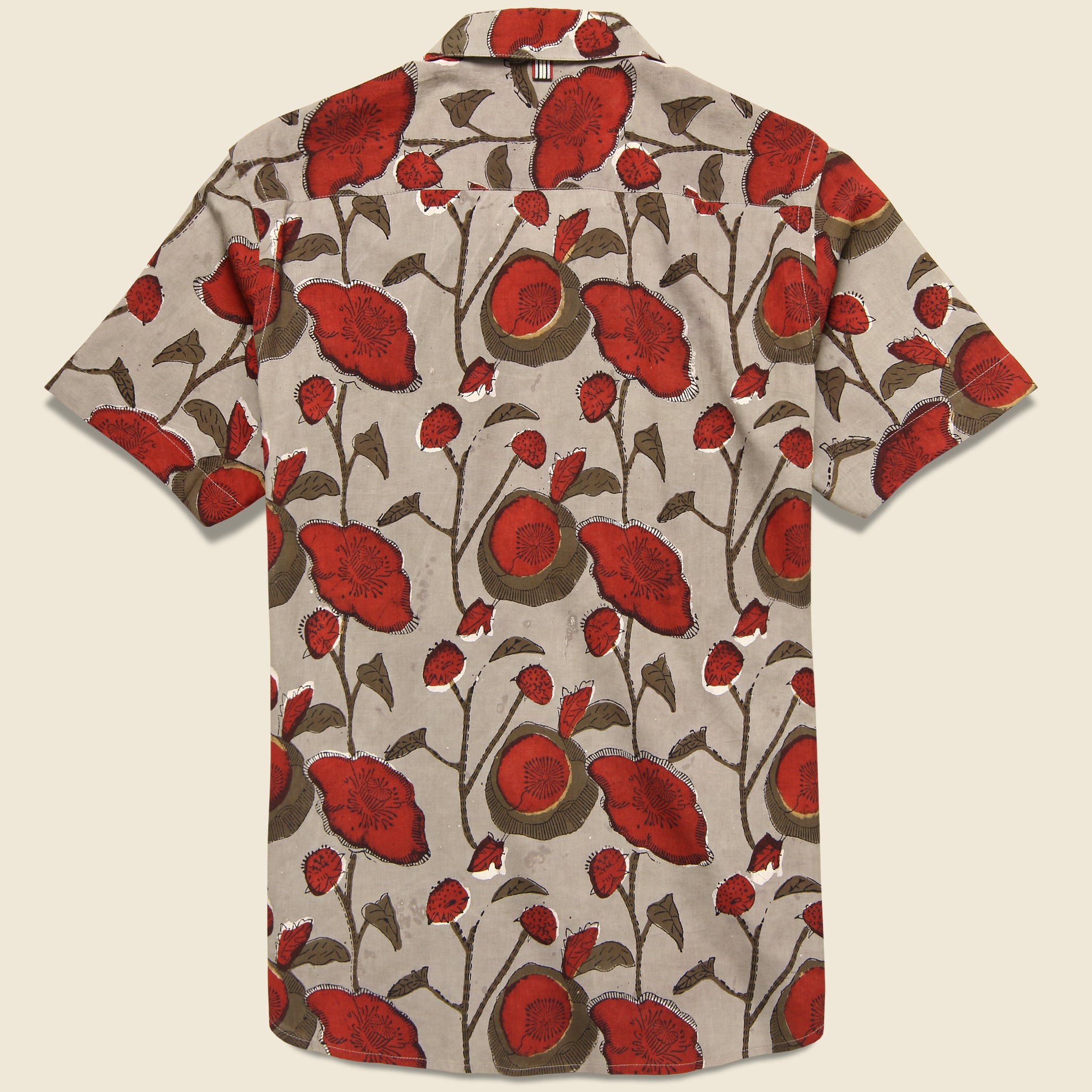 Lamar Poppy Floral Block Print Shirt - Beige/Red - Kardo - STAG Provisions - Tops - S/S Woven - Floral