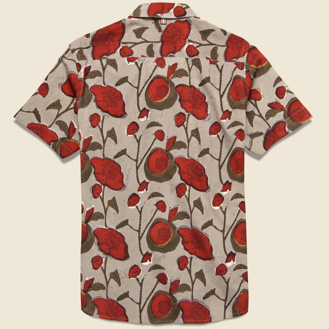 Lamar Poppy Floral Block Print Shirt - Beige/Red - Kardo - STAG Provisions - Tops - S/S Woven - Floral