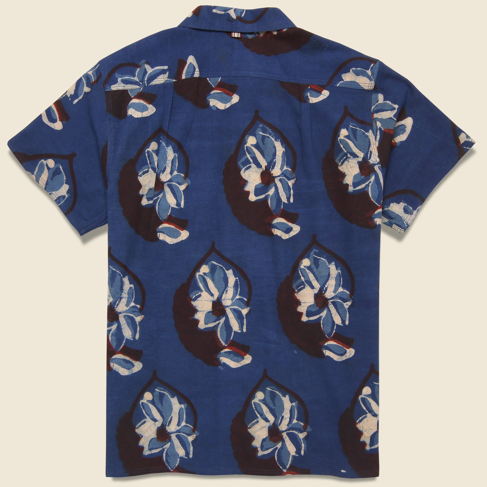 Chintan Big Floral Block Print Shirt - Blue/Brown - Kardo - STAG Provisions - Tops - S/S Woven - Floral