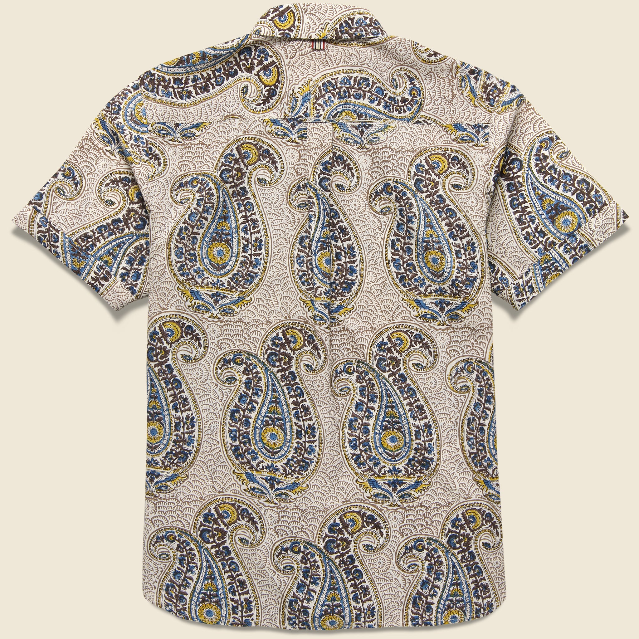 
                          Henry Big Paisley Block Print Shirt - Tan/Gold/Blue - Kardo - STAG Provisions - Tops - S/S Woven - Other Pattern
                        