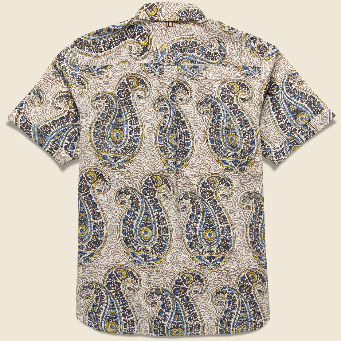 Henry Big Paisley Block Print Shirt - Tan/Gold/Blue - Kardo - STAG Provisions - Tops - S/S Woven - Other Pattern