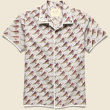 Chintan Bird Block Print Shirt - Grey - Kardo - STAG Provisions - Tops - S/S Woven - Other Pattern