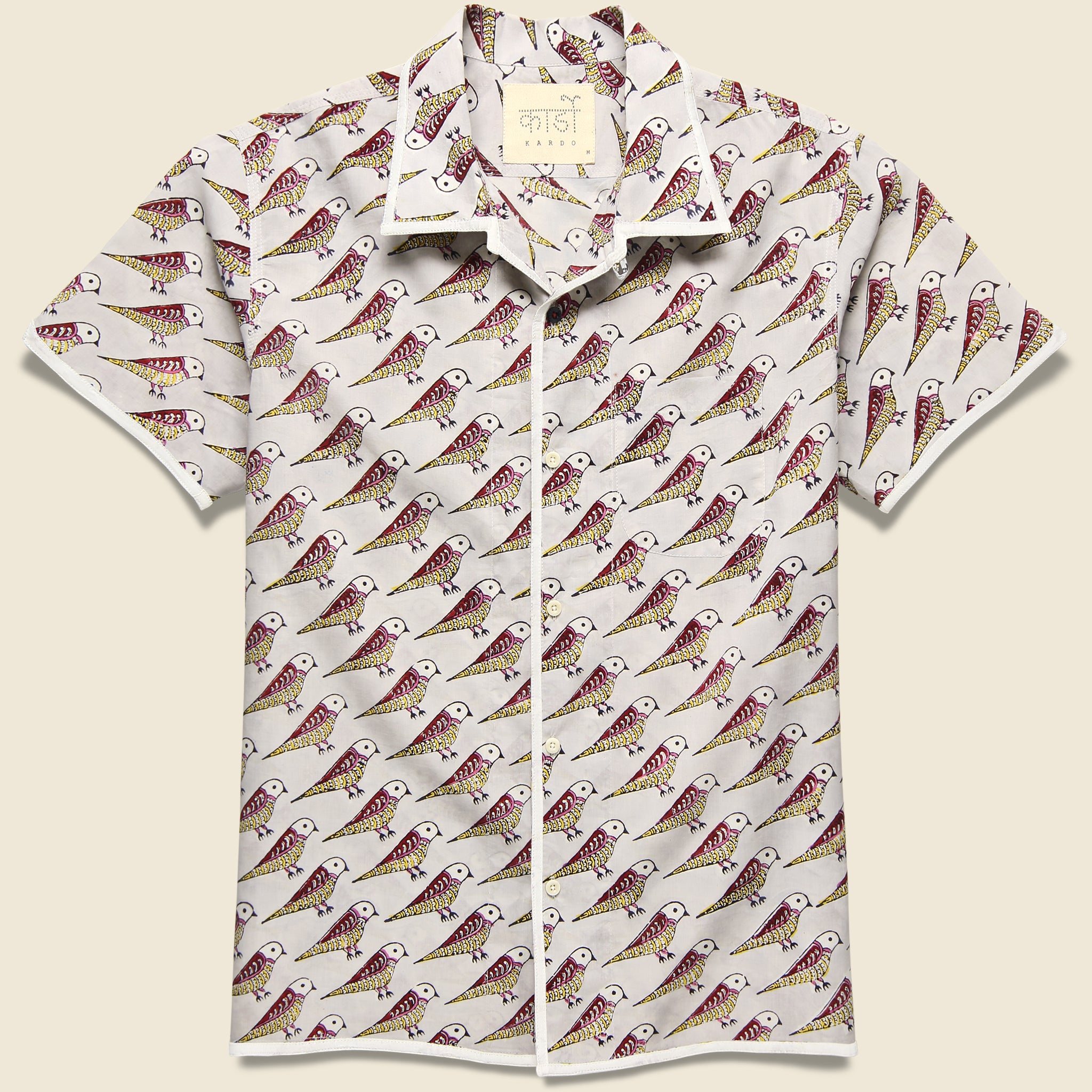 Chintan Bird Block Print Shirt - Grey - Kardo - STAG Provisions - Tops - S/S Woven - Other Pattern
