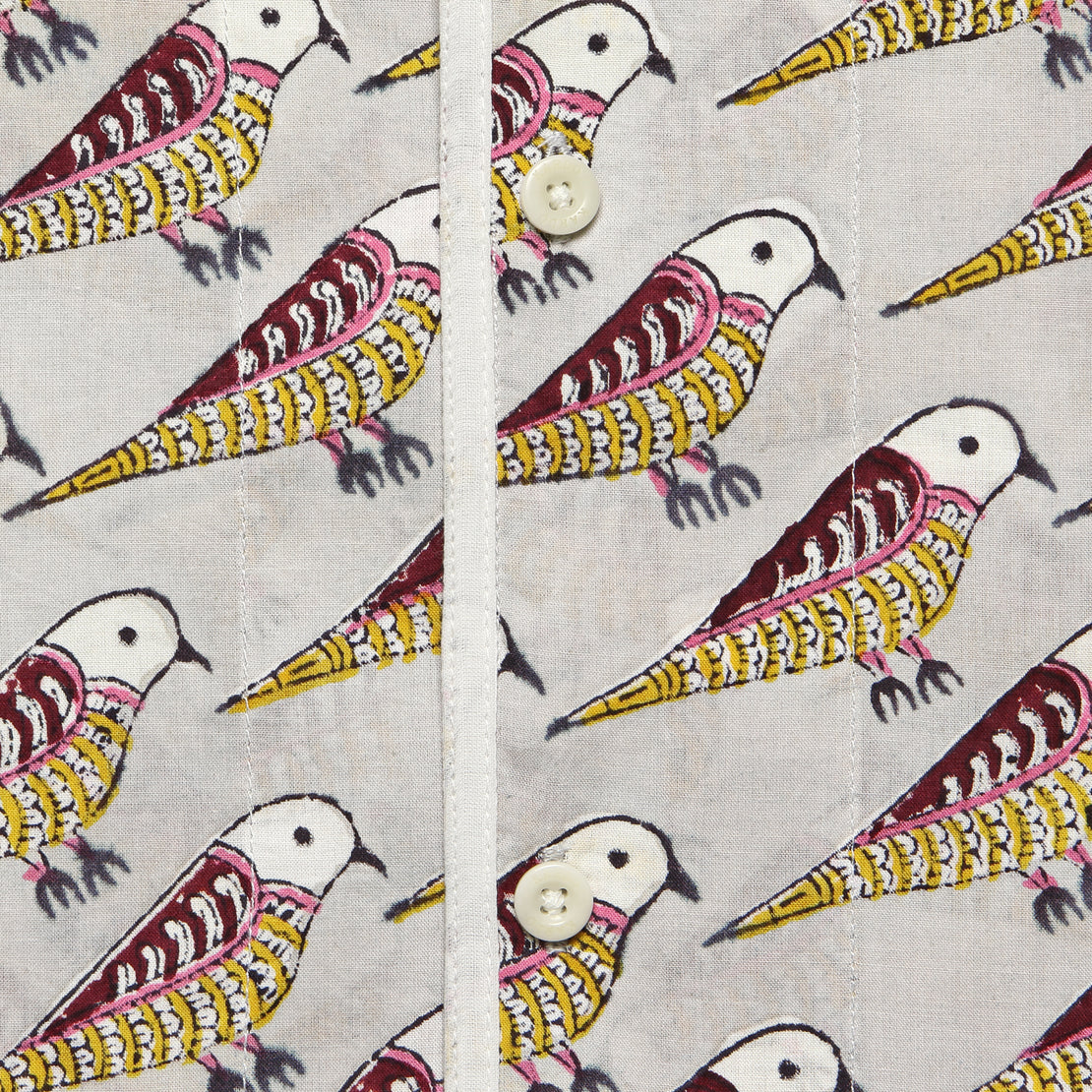 Chintan Bird Block Print Shirt - Grey - Kardo - STAG Provisions - Tops - S/S Woven - Other Pattern