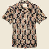 Lamar Geo Tile Block Print Shirt - Black/Red - Kardo - STAG Provisions - Tops - S/S Woven - Other Pattern