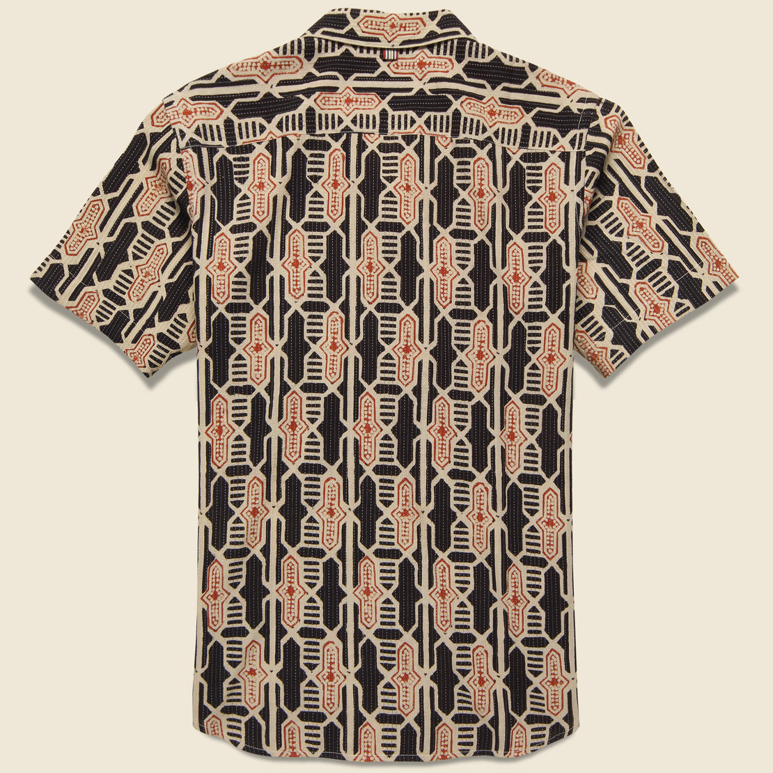 Lamar Geo Tile Block Print Shirt - Black/Red - Kardo - STAG Provisions - Tops - S/S Woven - Other Pattern