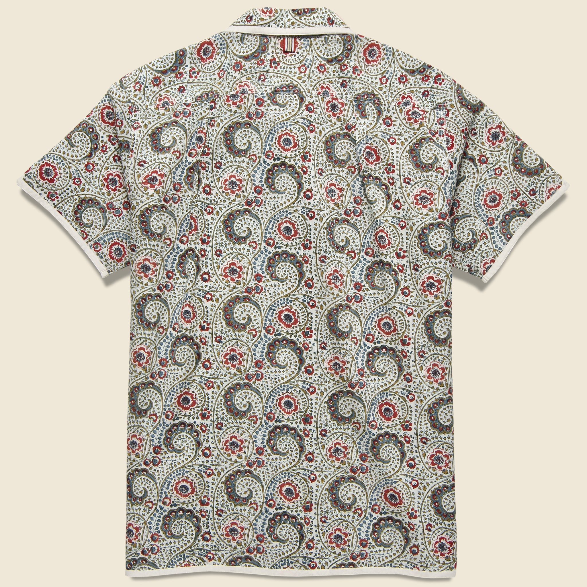 Chintan Paisley Block Print Shirt - Dusty Blue/Red/Gold - Kardo - STAG Provisions - Tops - S/S Woven - Other Pattern