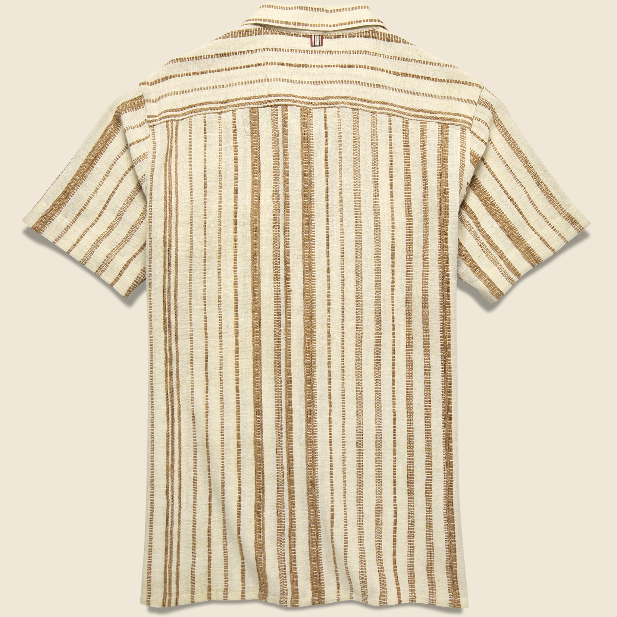 
                          Alfred Handwoven Striped Guayabera Shirt - Natural/Tan - Kardo - STAG Provisions - Tops - S/S Woven - Stripe
                        