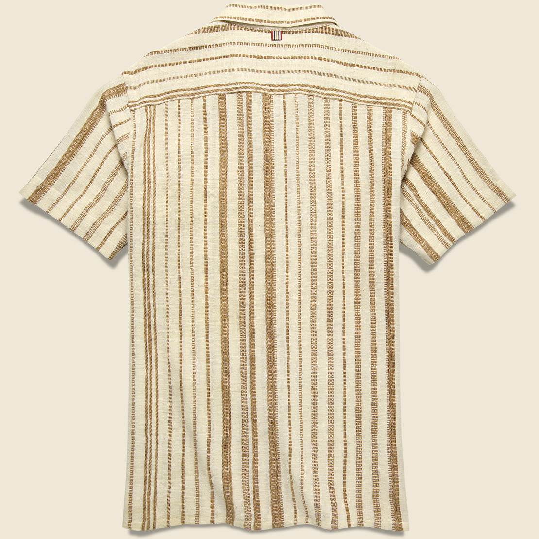 Alfred Handwoven Striped Guayabera Shirt - Natural/Tan - Kardo - STAG Provisions - Tops - S/S Woven - Stripe