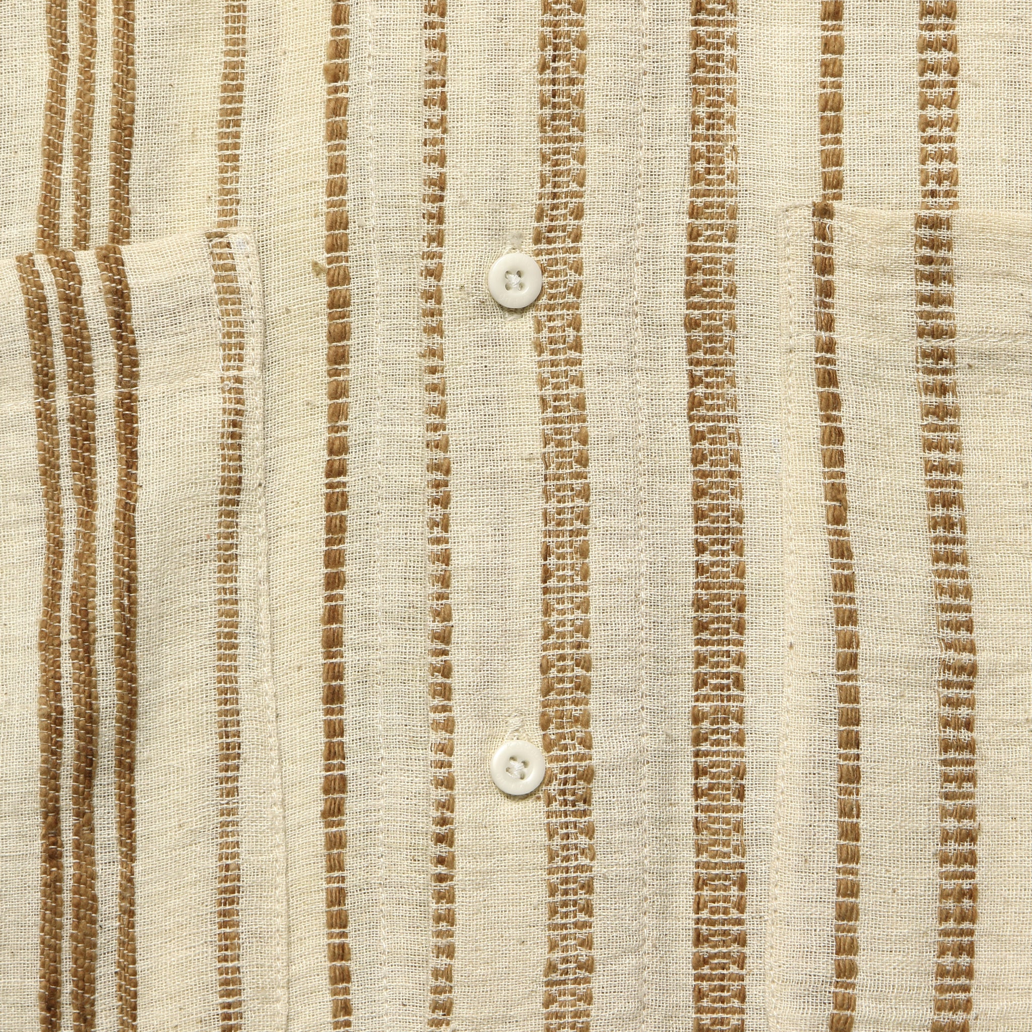 
                          Alfred Handwoven Striped Guayabera Shirt - Natural/Tan - Kardo - STAG Provisions - Tops - S/S Woven - Stripe
                        