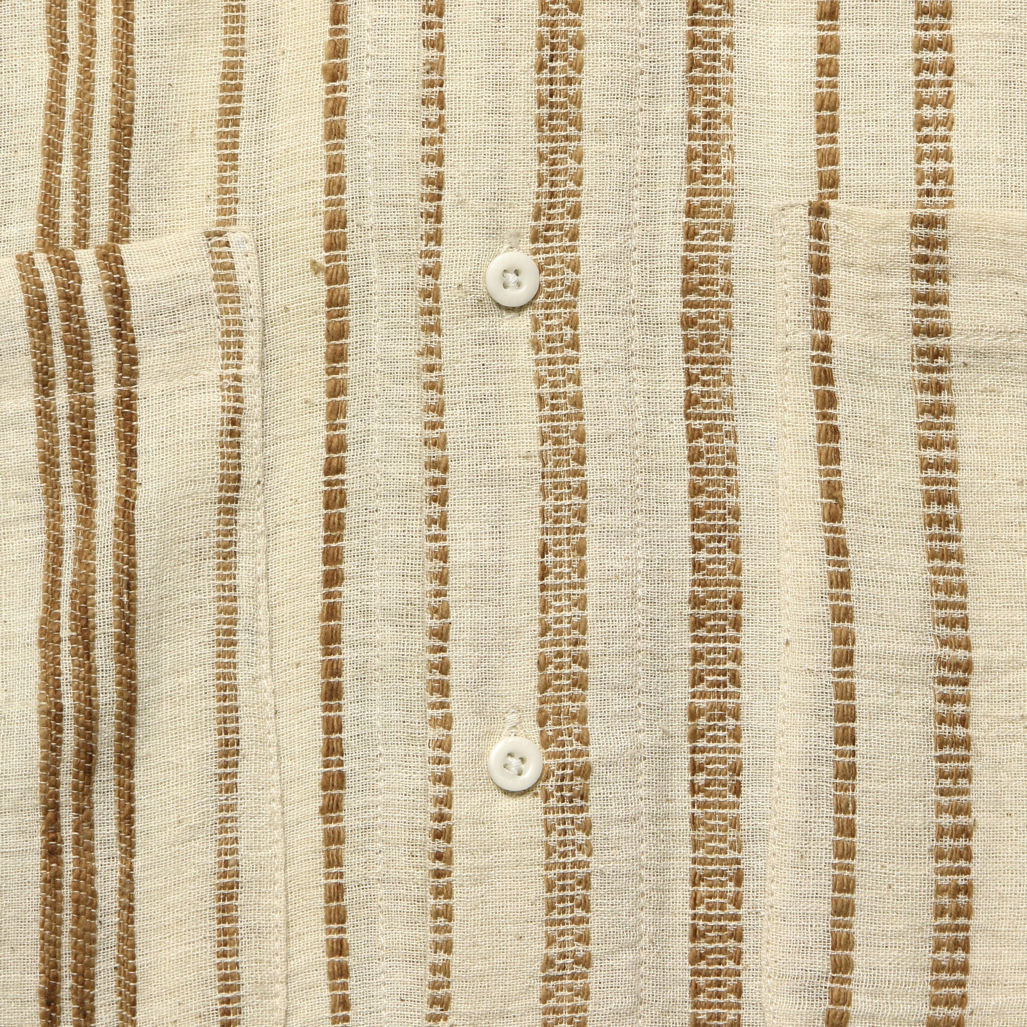 Alfred Handwoven Striped Guayabera Shirt - Natural/Tan - Kardo - STAG Provisions - Tops - S/S Woven - Stripe