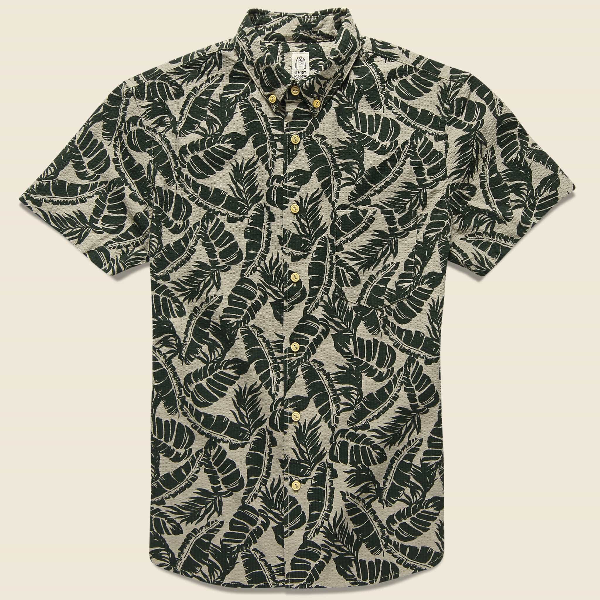 Seersucker Aloha Shirt - Green - KATO - STAG Provisions - Tops - S/S Woven - Floral