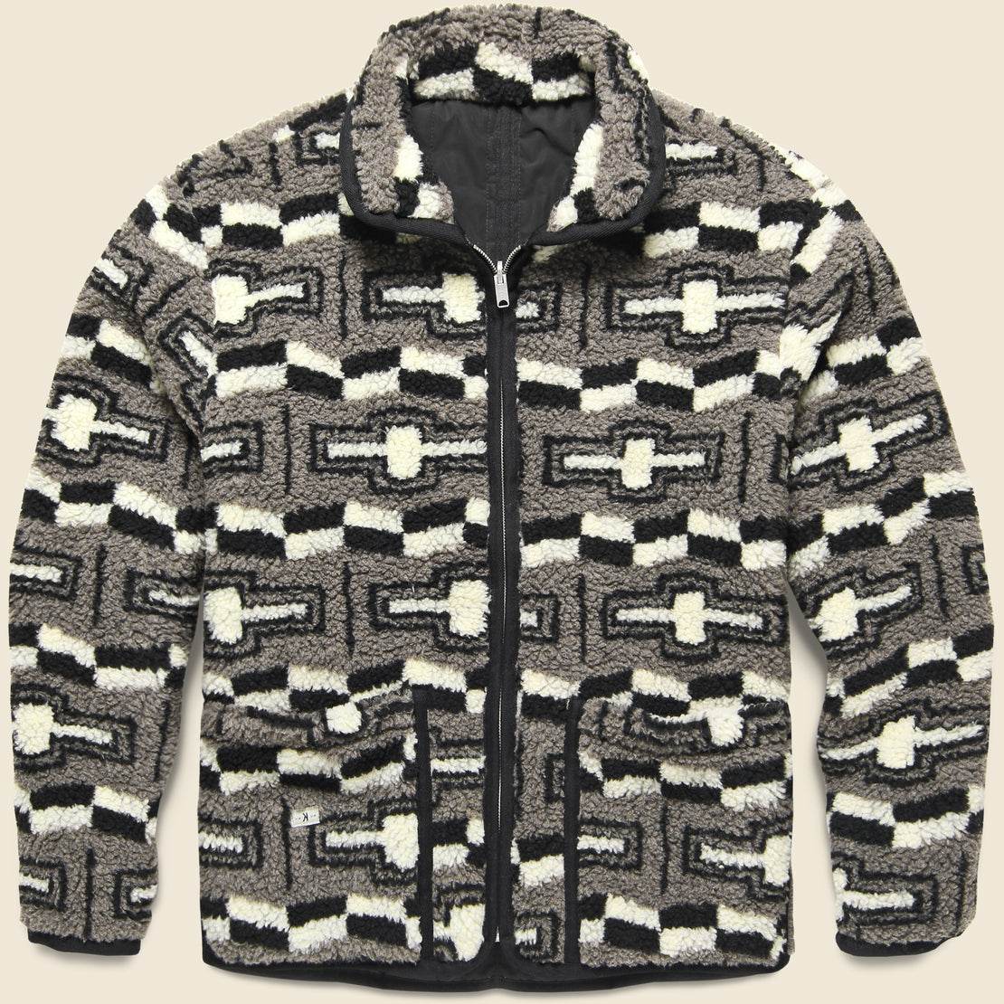 Knickerbocker Reverse Zip Pile & Quilt Jacket - Grey