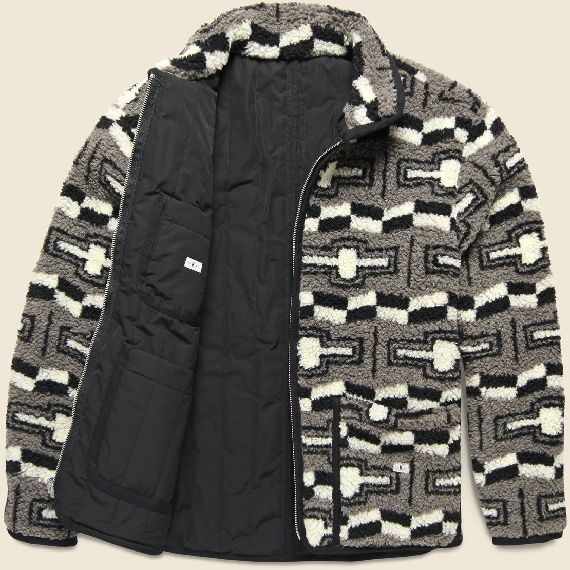 Reverse Zip Pile & Quilt Jacket - Grey