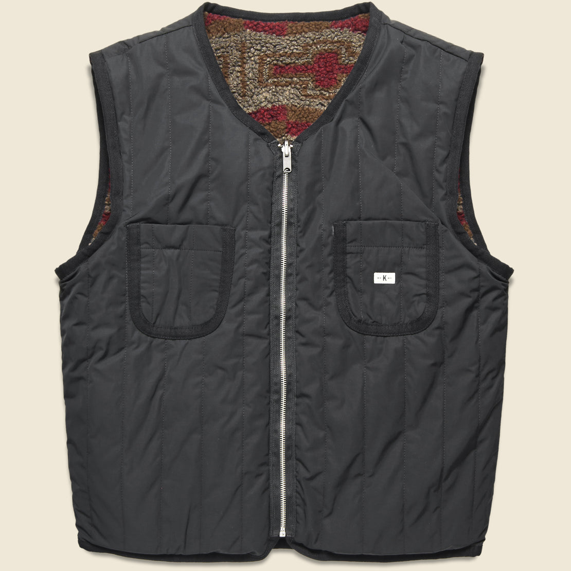 Reverse Zip Pile & Quilt Vest - Brown - Knickerbocker - STAG Provisions - Outerwear - Coat / Jacket