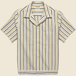 Highway Shirt - White/Brown/Yellow - Knickerbocker - STAG Provisions - Tops - S/S Woven - Stripe