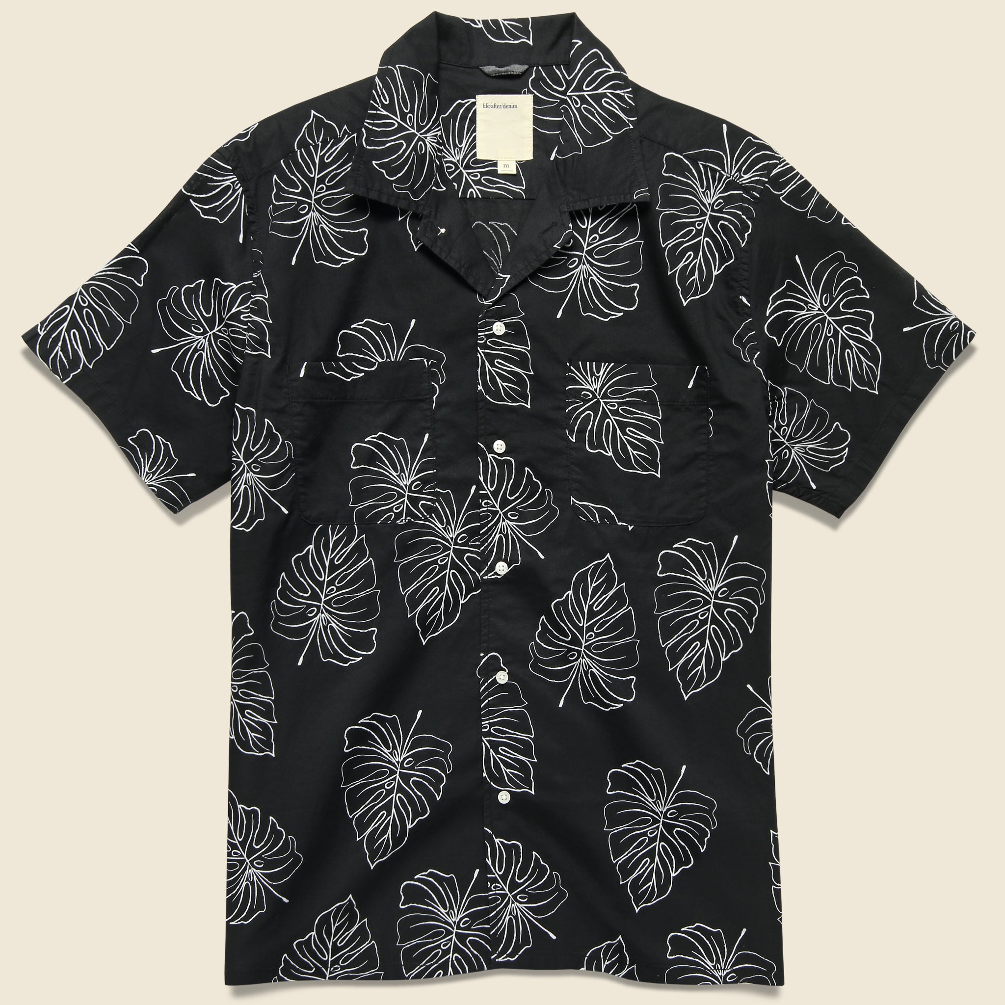 Monstera Leaf Shirt - Black - Life After Denim - STAG Provisions - Tops - S/S Woven - Floral