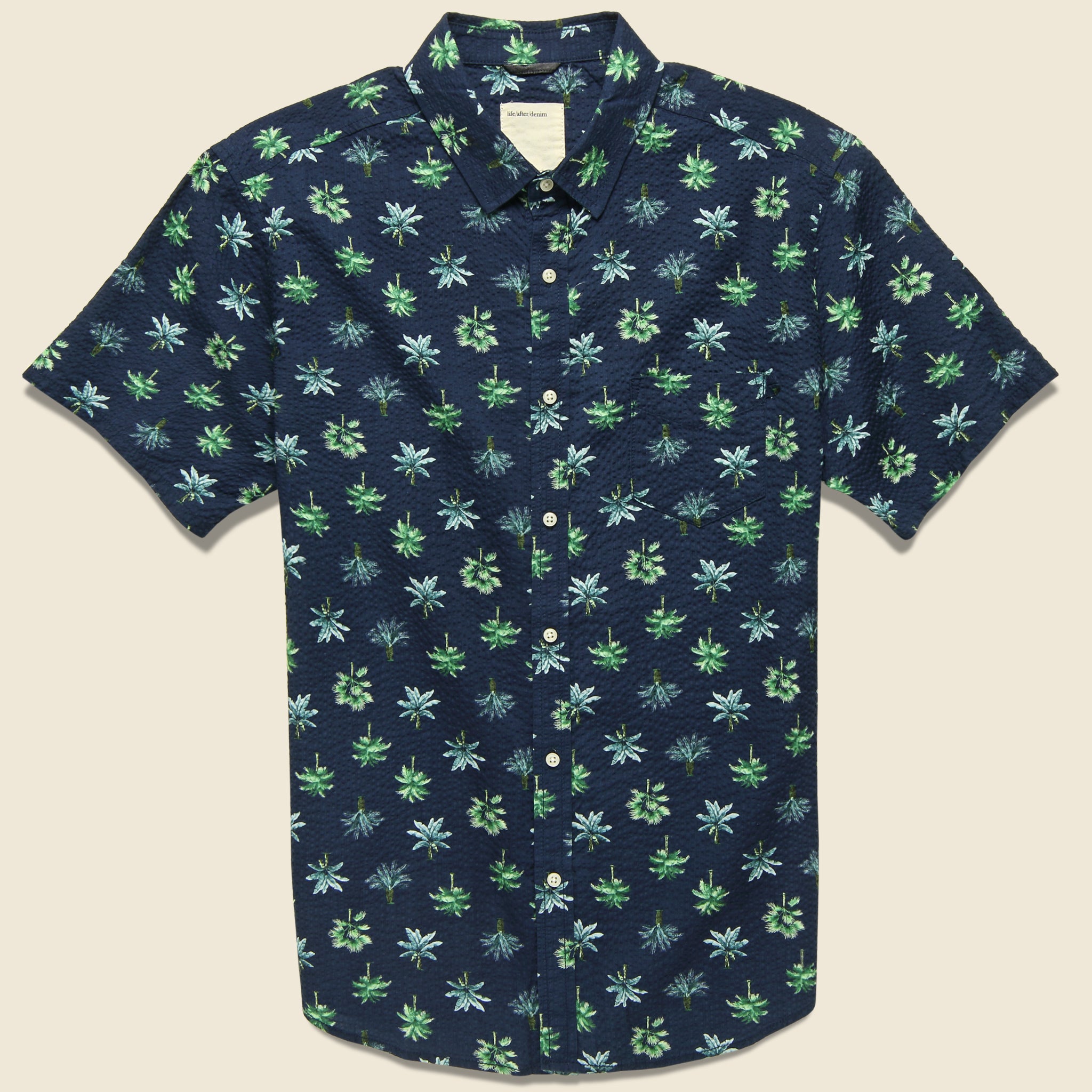 Rainforest Seersucker Shirt - Ocean Blue - Life After Denim - STAG Provisions - Tops - S/S Woven - Floral