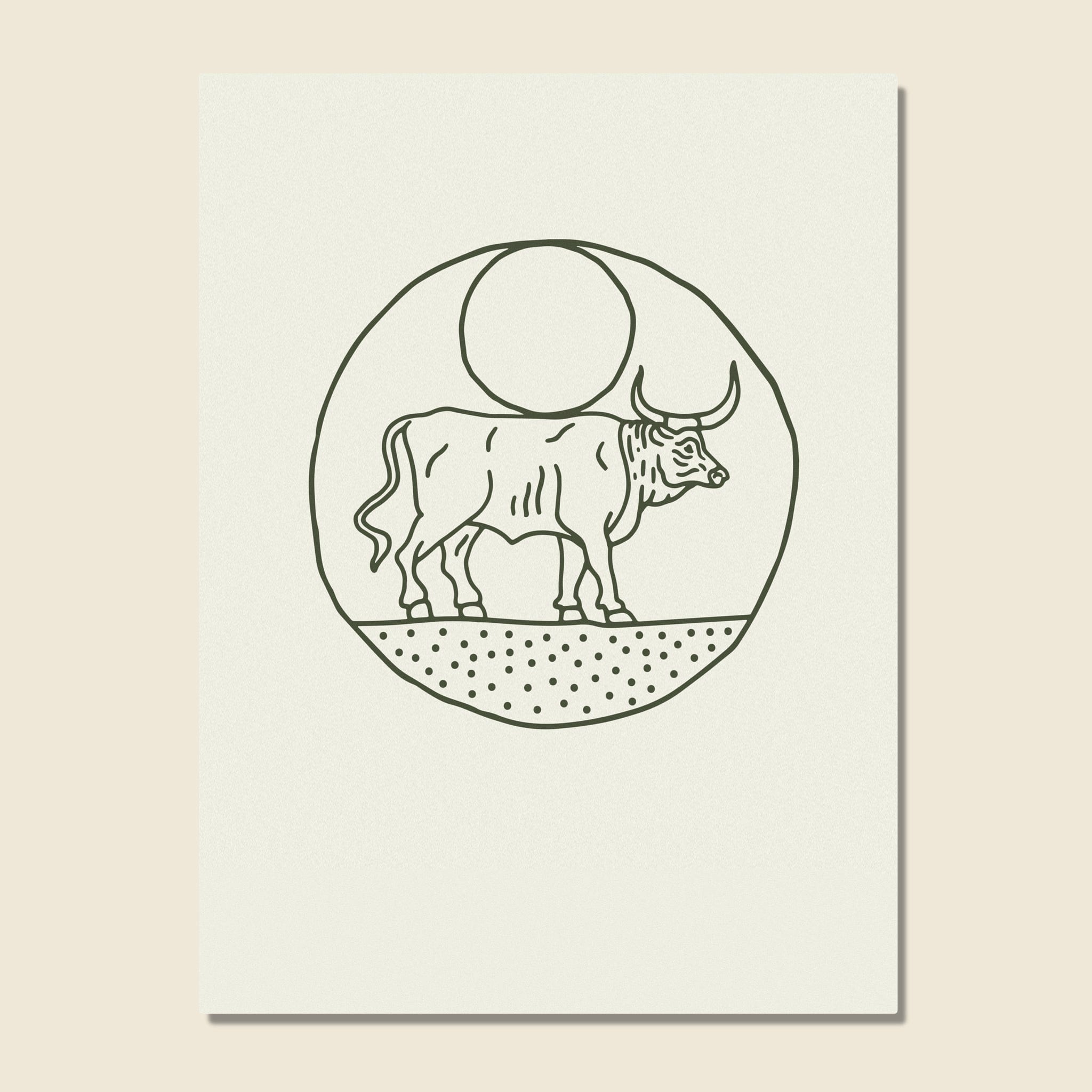Unframed Print - Moon Bull - House of LAND - STAG Provisions - Gift - Art