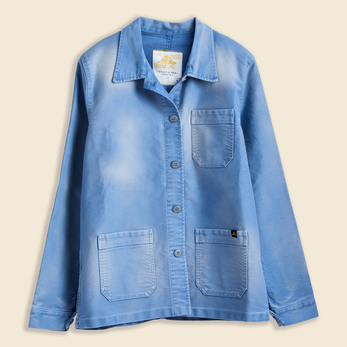 Le Mont Saint Michel Vintage Washed Work Jacket - Blue