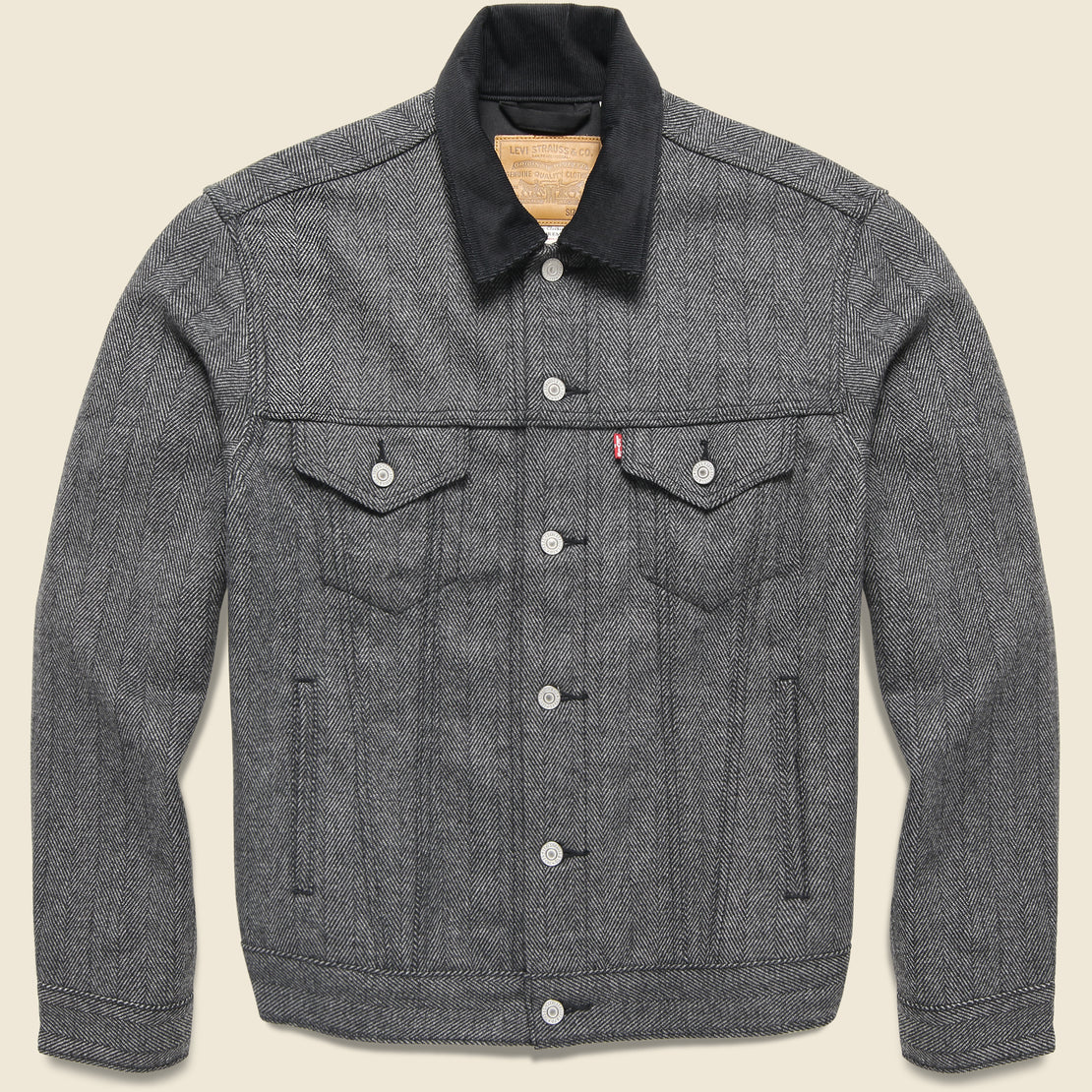 Levis Premium Vintage Fit Herringbone Trucker Jacket - Grey