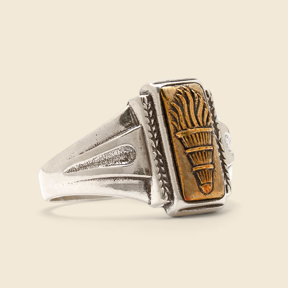 LHN Jewelry Liberty Torch Ring - Brass/Silver