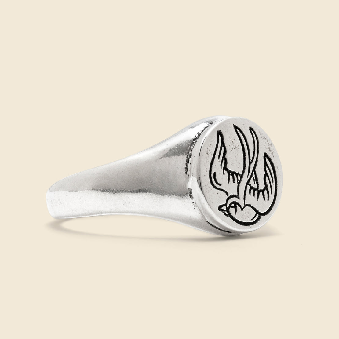 LHN Jewelry Mini Swallow Signet Ring - Silver