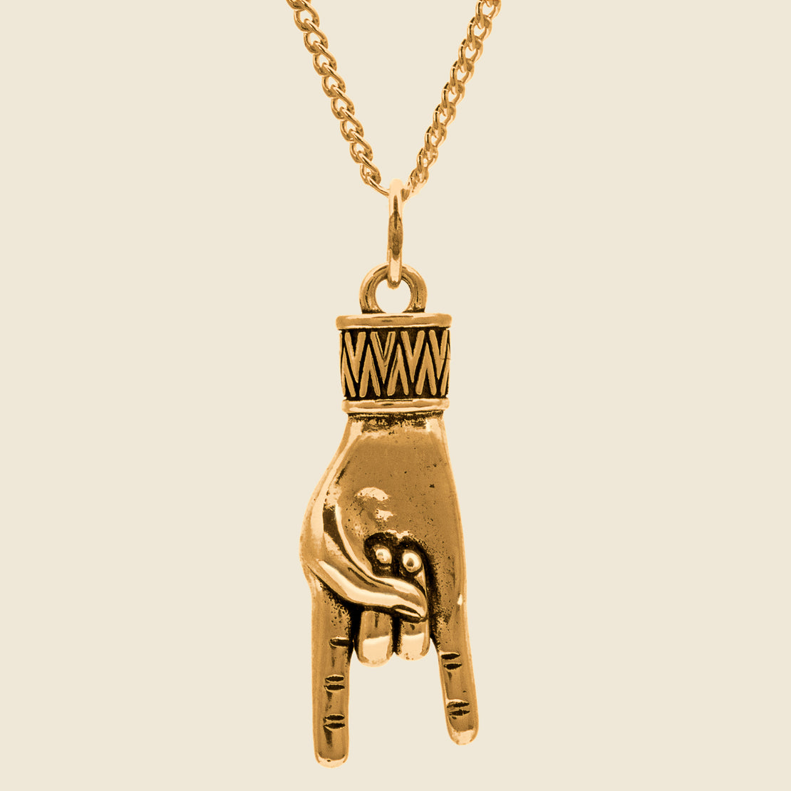 LHN Jewelry Hand Horn Necklace - Brass