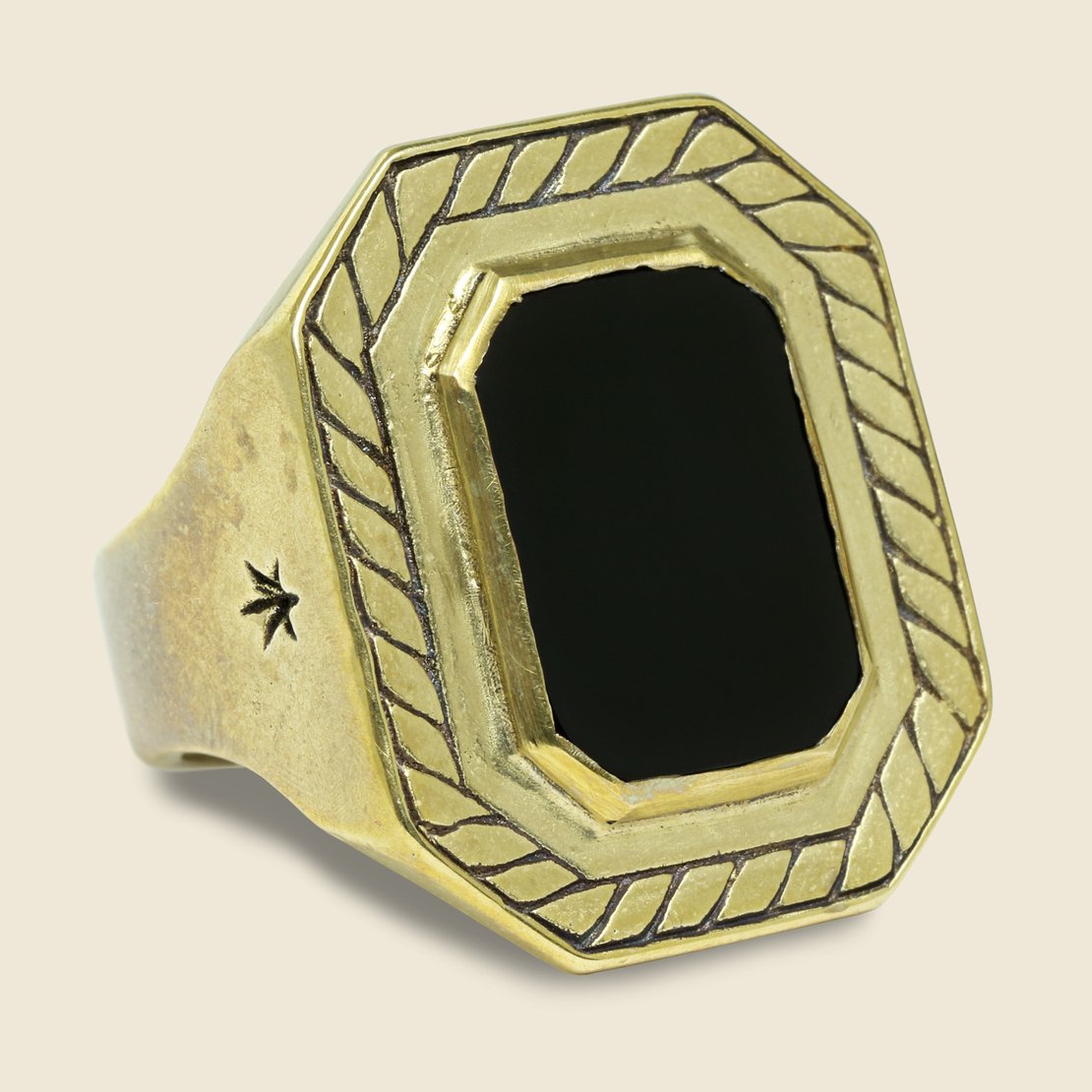 LHN Jewelry 40 Knots Ring - Brass/Onyx