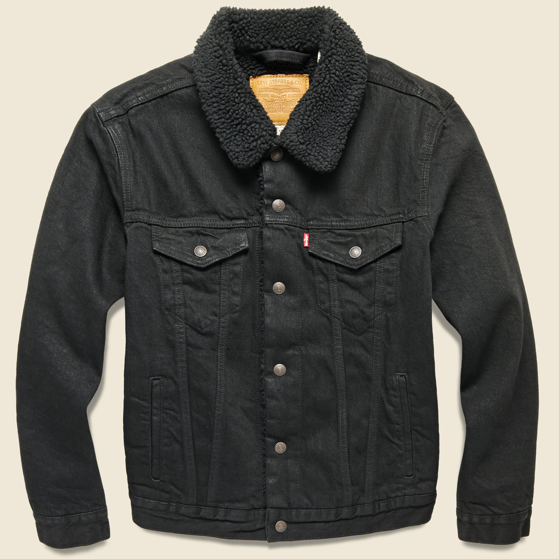 Red Label Men's Classic Sherpa Lined Cotton Denim Jean Button Up Trucker  Jacket (Dark Blue, S) 