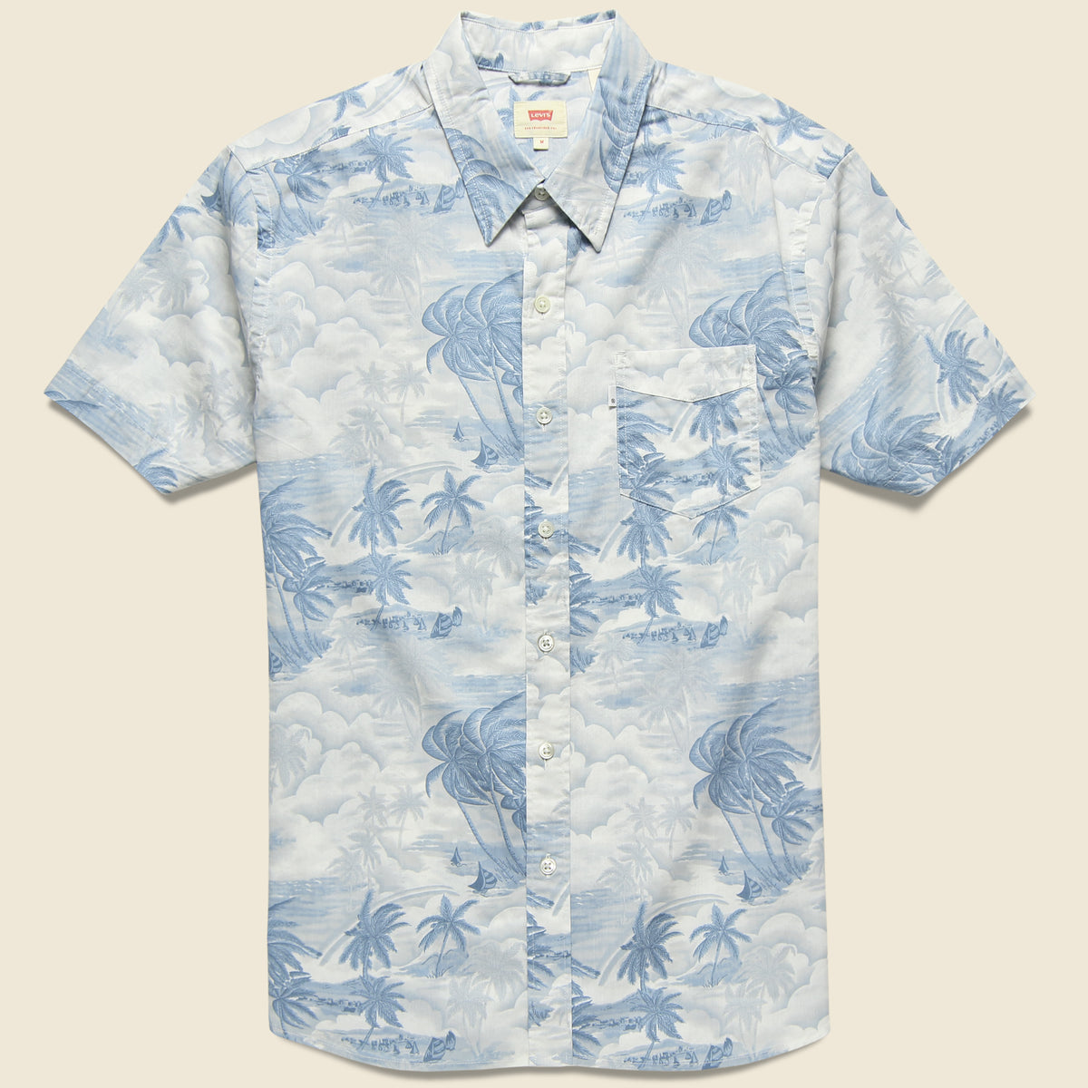 Sunset Pocket Shirt - Acid Hawaiian Dusty Blue