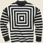 Concentric Squares Mock Neck Sweater - Black/White - Levis Vintage Clothing - STAG Provisions - Tops - Sweater