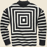 Concentric Squares Mock Neck Sweater - Black/White - Levis Vintage Clothing - STAG Provisions - Tops - Sweater