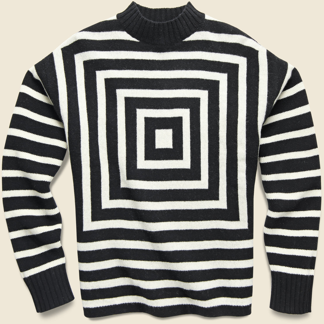Levis Vintage Clothing Concentric Squares Mock Neck Sweater - Black/White