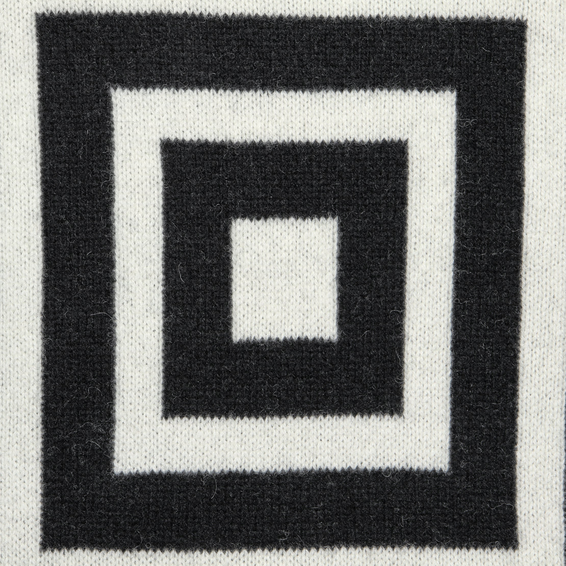 Concentric Squares Mock Neck Sweater - Black/White