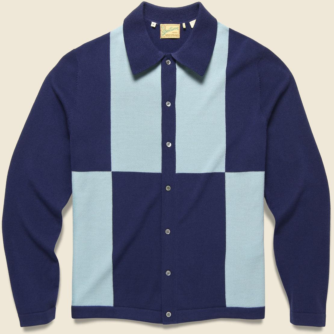 Levis Vintage Clothing Knit Shirt - Colorblock Blue