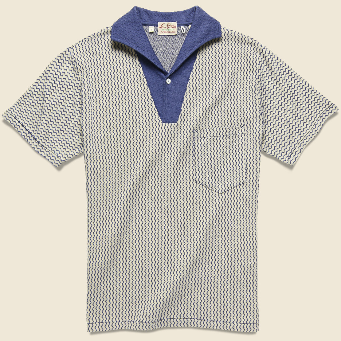 Levis Vintage Clothing 1950s Polo Shirt - Zig Zag Cobalt