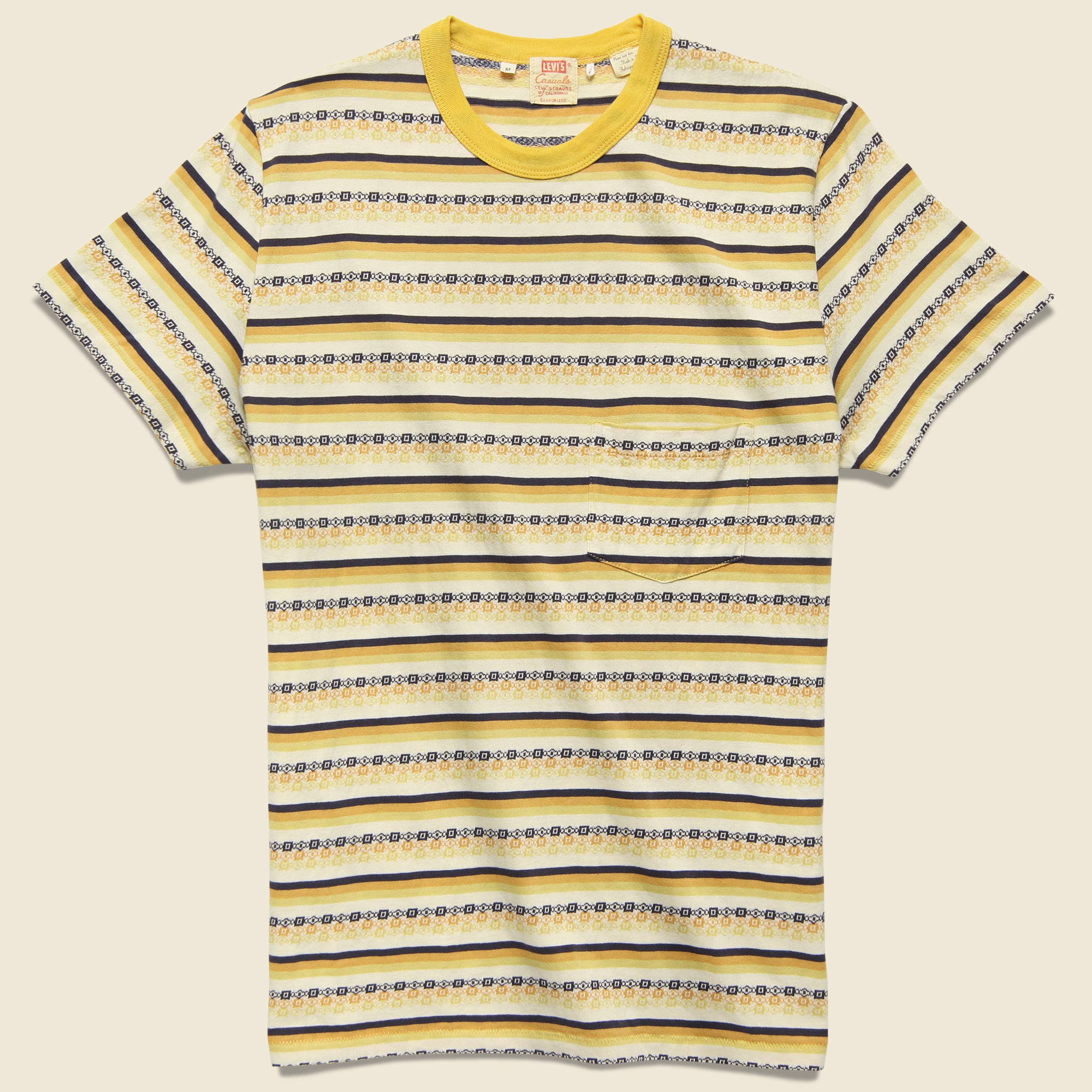 1960s Casual Stripe Tee - Custard Stripe Jacquard - Levis Vintage Clothing - STAG Provisions - Tops - S/S Tee