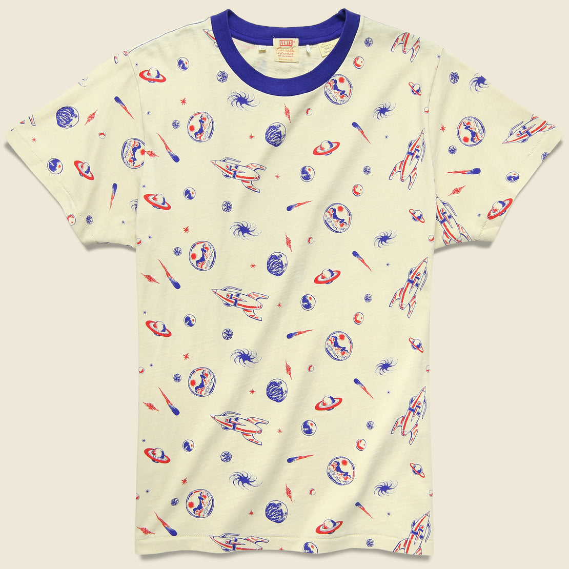 Levis Vintage Clothing Spaced All Over Graphic Tee - Creme Brulee