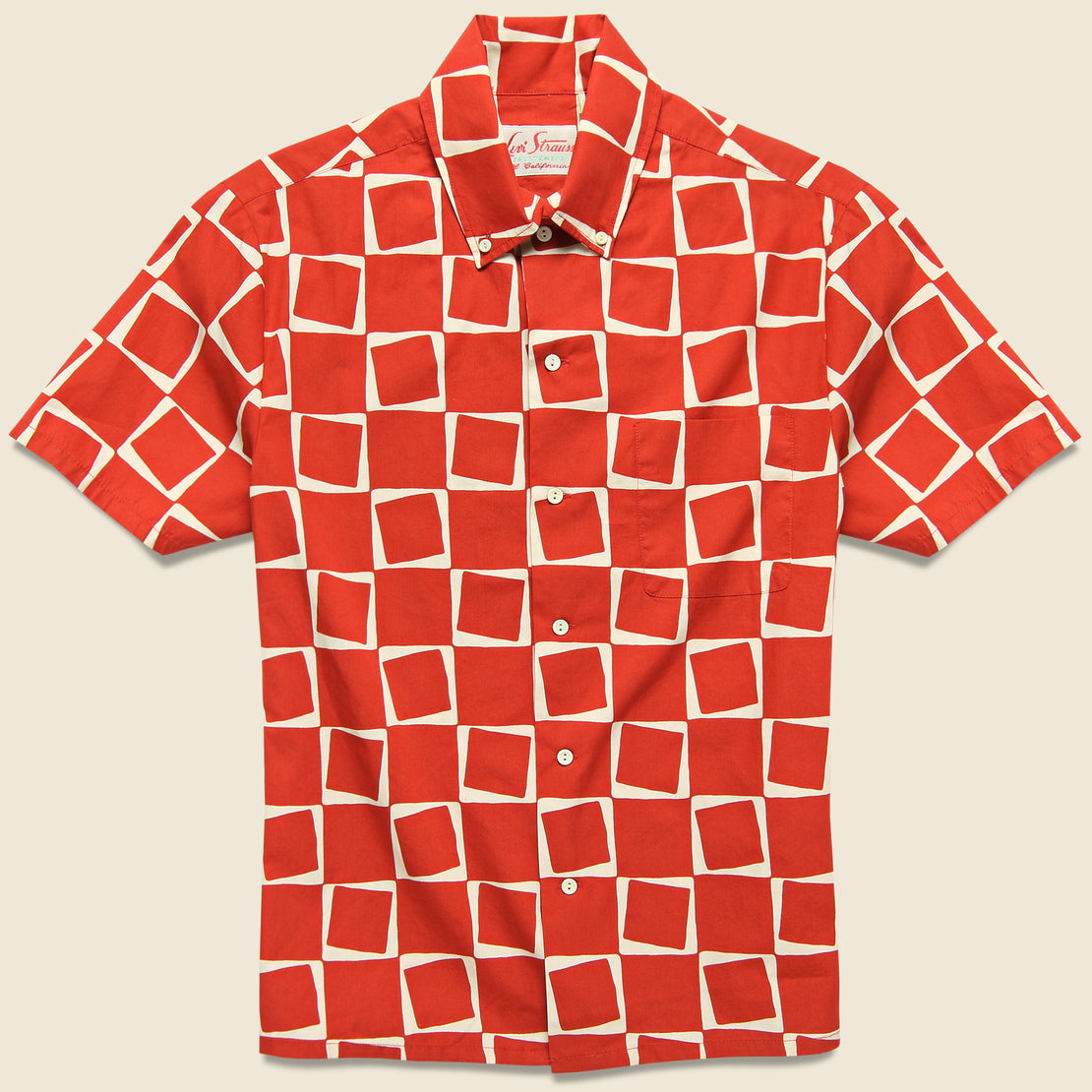 Levis Vintage Clothing 1950s Atomic Square Print Shirt - Red