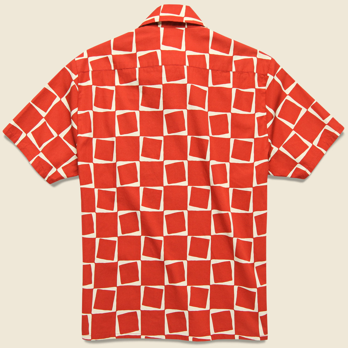 1950s Atomic Square Print Shirt - Red