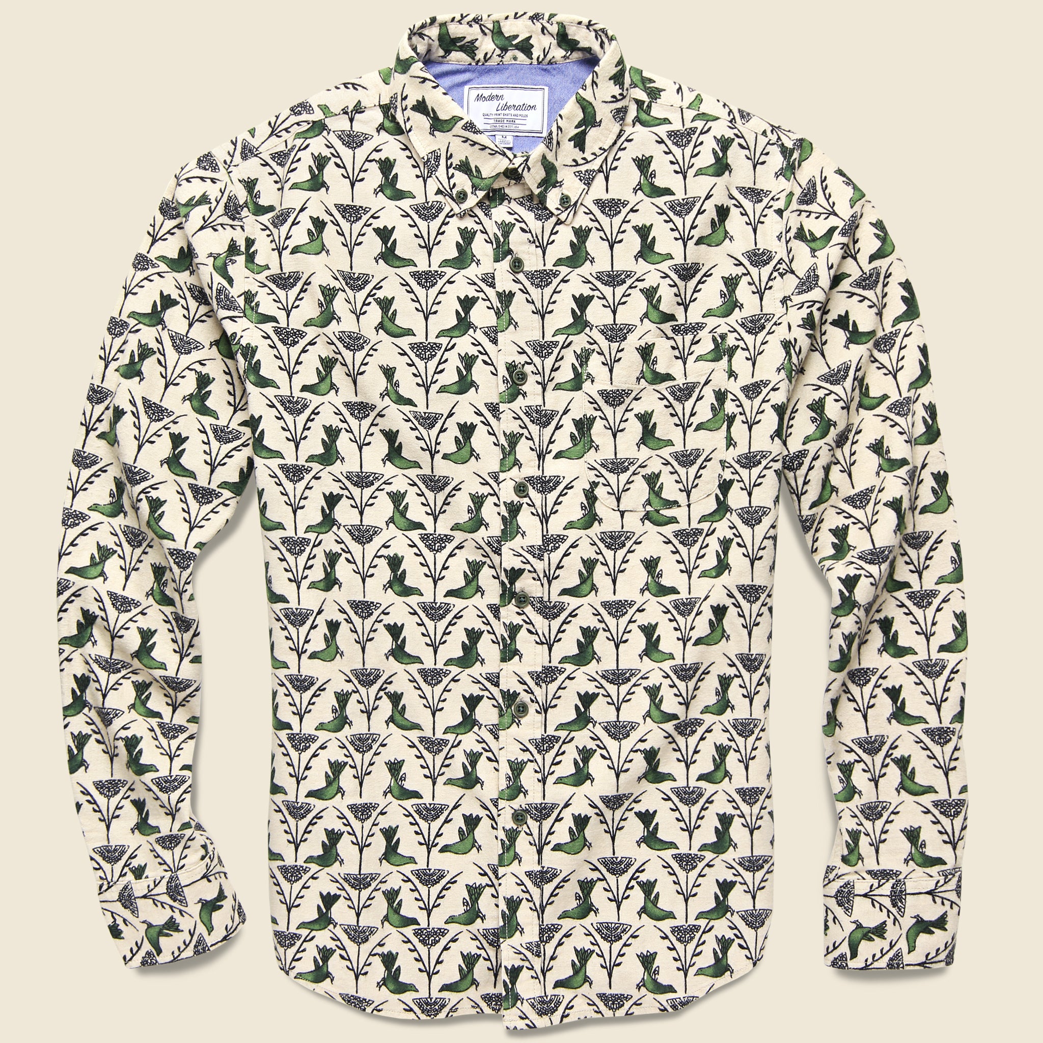 Dove Print Shirt - Beige - Modern Liberation - STAG Provisions - Tops - L/S Woven - Other Pattern