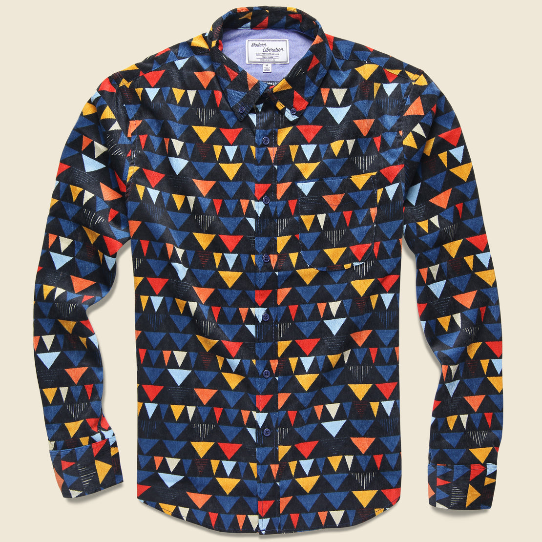 Modern Liberation Color Triangle Cord Shirt - Black