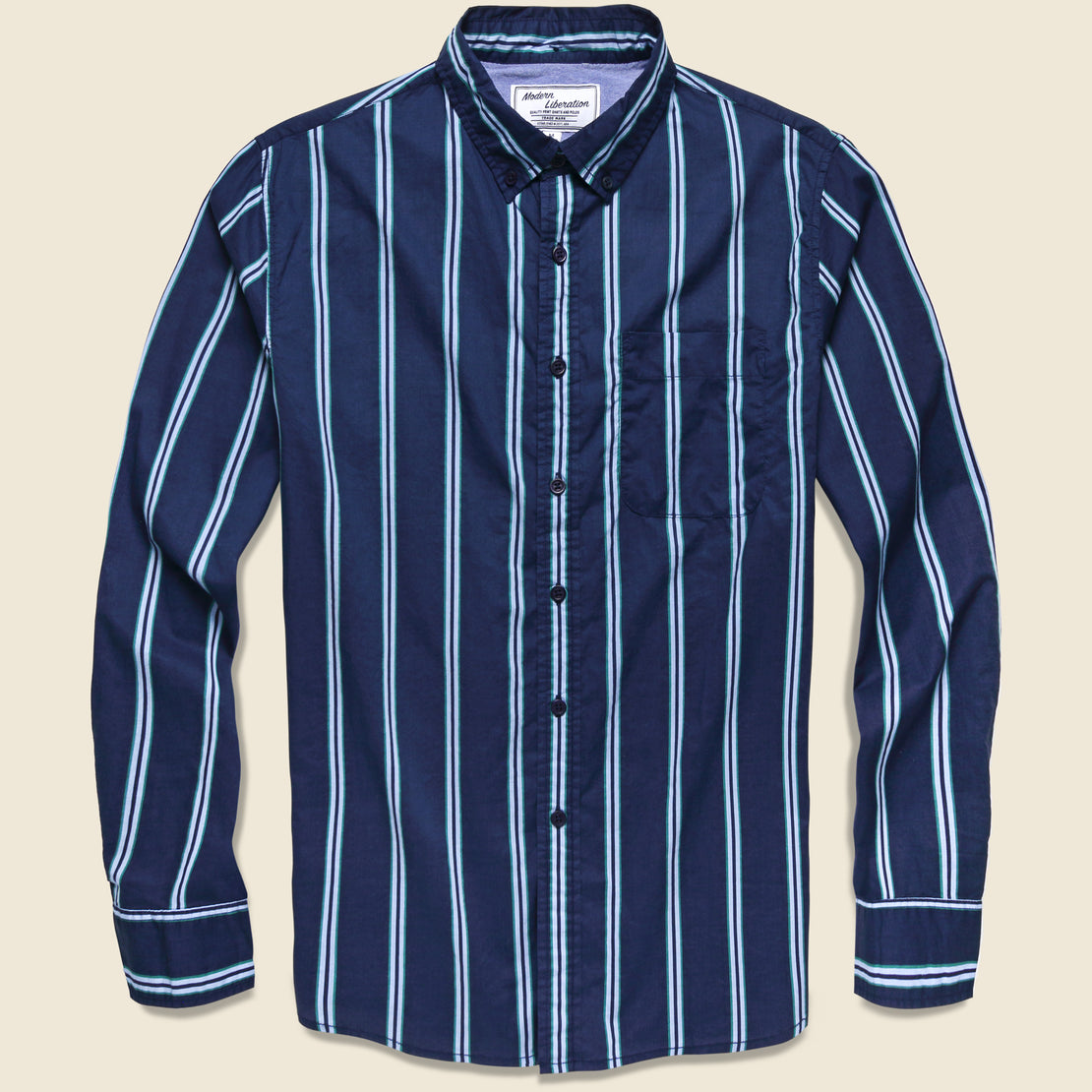 Modern Liberation Vintage Stripe Print Shirt - Navy