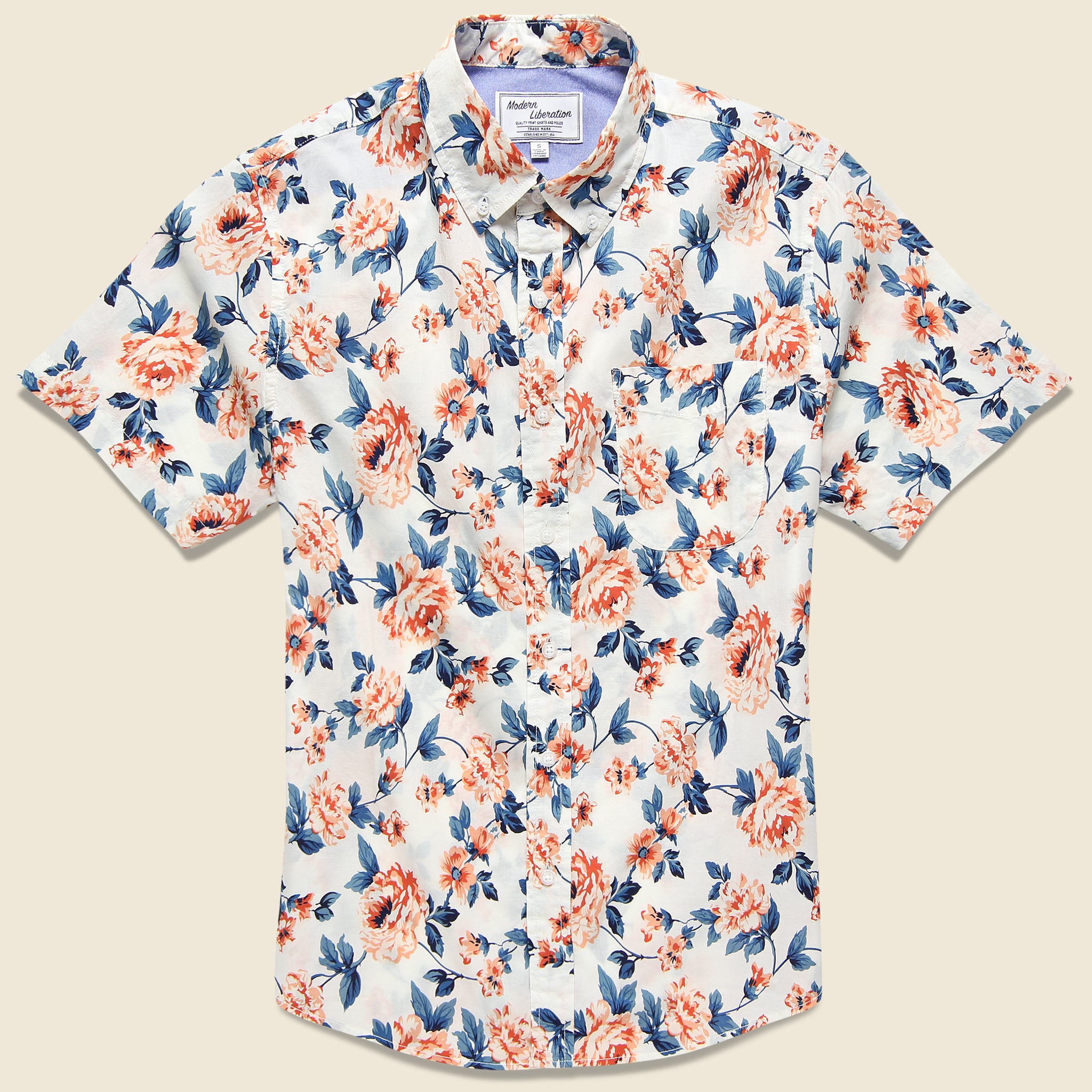 Rose Print Shirt - White - Modern Liberation - STAG Provisions - Tops - S/S Woven - Floral