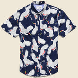Crane Print Shirt - Navy - Modern Liberation - STAG Provisions - Tops - S/S Woven - Other Pattern