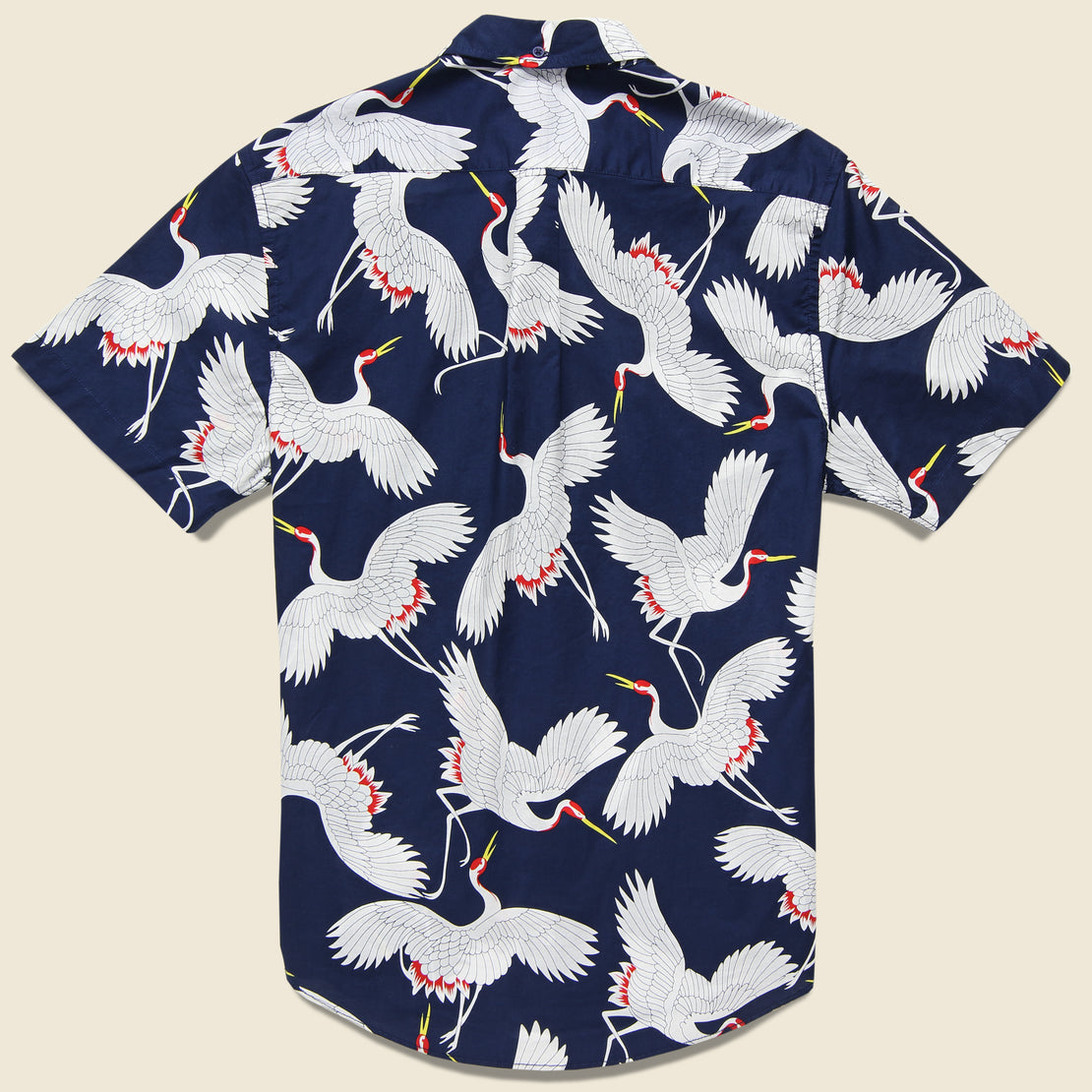 Crane Print Shirt - Navy
